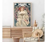 GKUVBF Vintage French Woman Art Poster Portraits Nouveau Alphonse Mucha Canvas Painting Wall Prints Picture Room Home Decor(40x50cm/Frameless)