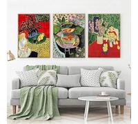GKUVBF Vintage Henri Matisse Flower Series Artwork Poster Canvas Painting Prints Landscape Wall Art Pictures Home Wall Decor(60x80cm/3Pcs Frameless)