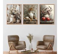GKUVBF Vintage Still Life Poster Prints Tree Plants in Vase Wall Art Canvas Painting Botanical Antique Home Room Wall Decor 70x100cm-3Pieces Frameless