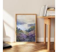 GKUVBF Watercolour Wildflower Landscape Poster Rustic Meadow Floral Lake Scenery Canvas Painting for Living Room Home Decor(40x50cm/Frameless)