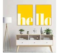 GKUVBF Yellow Letters Hello Canvas Print Welcome Education Nursery Wall Art Posters for Modern Living Room Home Decor(30x45cm/2Pcs Frameless)