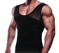 GKVK Mens Slimming Body Shaper Vest Chest Compression Shirt Abs Abdomen Slim Tank Top Undershirt - Black - Large