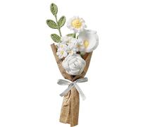 Gkvszy Handmade Crochet Flower Bouquet Knitted Artificial Rose Flower Sunflower Calla Lily Bouquet for Vase Home Decoration Valentines Day Box for Girls Women White