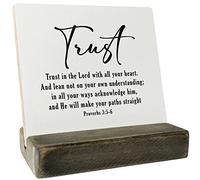Gkwa Christian Quote Wood Plaque Gift, Proverbs 3:5-6 - Trust In The Lord, 4 x 4.3 Inch Rectangular Wood Sign, Home Décor & Gift