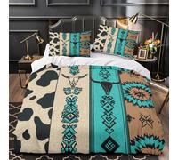 GKWEQPQWK Boho tribal design 3D Printed 3 PCS Duvet Cover Aztec pattern style Quilt Cover Set Soft Microfiber Zipper Closure for Kids Teens Boys Girls Young Adults Double（200x200cm）