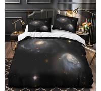 GKWEQPQWK Galaxy pair 3D Printed 3-Piece Comforter Cover Cosmic spiral formation Bed Cover Set Super Soft Breathable Microfiber Concealed Zipper for Kids Teens Men Women King（220x240cm）