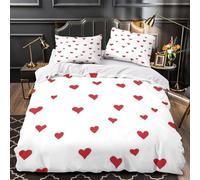 GKWEQPQWK Red hearts 3D Print 3 Piece Set Comforter Cover vector pattern style Duvet Cover Super Soft Microfiber Invisible Zipper for Toddlers Kids Teens Adults Super king（260x220cm）