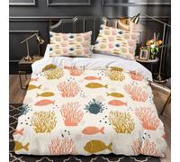 GKWEQPQWK Underwater scene 3D Printed 3 PCS Comforter Cover Marine coral reef pattern Duvet Cover Set Plush Breathable Microfiber Zipper Closure for Toddlers Kids Teens Adults Super king（260x220cm）