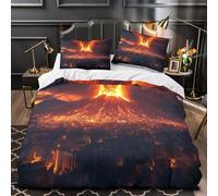 GKWEQPQWK VolcanoEruption 3D Printed 3 Piece Comforter Cover AncientCityStyle Quilt Cover Set Soft Microfiber Hidden Zipper Hypoallergenic for Kids Teens Boys Girls Adults King（220x240cm）