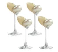 GKWW 4Pcs Seashell Wine Glasses Conch Shell Cups Wedding Goblet Martini Cocktail Glass Cup for Beach Wedding Christmas Valentine Birthday Party (4, White)