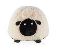 GKWW Cute Cat Bed Cave for Indoor Sheep Shaped Pet Plush House Self-Warming Nest Small Dogs Rabbits with Removable Cushion for Puppy Bed with Hanging Toy