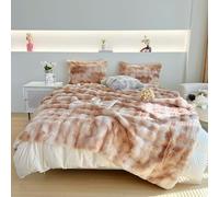 GKXLH Cute Thick Plush Rabbit Faux Fur Blanket (Gradient Coffee, 180x230cm) | Warm Fluffy Blanket, Soft Throw Blanket for Couch, Fuzzy Bubble Blankets for Bed Sofa Bedroom Living Room, Great Gifts Choice