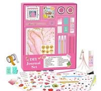 GKXLH DIY Journal Kit for Girls - Funny Gifts for 8 9 10 11 12 13 14 Year Old Girl, 92pcs DIY Journal Set Scrapbook & Diary Supplies Kit, Journaling Art Crafts Kit for Tween & Teen Girls (Pink/92pcs)