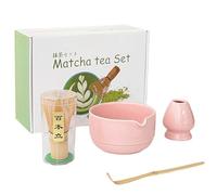 GKXLH Matcha Set - 4 Pcs Ceramic Matcha Whisk Set, Matcha Kit for Matcha Lovers, Matcha Tea Set Includes Matcha Bowl, Matcha Whisk and Holder, Scoop (Pink)