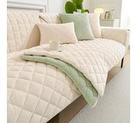 GKXLH New Sofa Cover Washable - Soft Milk Fleece Sofa Covers 1 2 3 Seater, Non-Slip Sofa Slipcovers, Couch Covers for Sectional Sofa, Corner Sofa Cover L Shape Furniture Protector (Beige, 90x210cm)