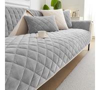 GKXLH New Sofa Cover Washable - Soft Milk Fleece Sofa Covers 1 2 3 Seater, Non-Slip Sofa Slipcovers, Couch Covers for Sectional Sofa, Corner Sofa Cover L Shape Furniture Protector (Grey, 90x90cm)