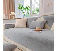 GKXLH New Velvet Sofa Cover - Washable Mink Sofa Covers 1 2 3 Seater, Non-Slip Slipcovers for Sectional, Corner & L Shape Furniture (Grey, 90x210cm)