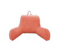 GKXLH Reading Pillow - Imitation Linen Reading Pillows for Sitting in Bed Adult, Back Pillow for Bed Sitting Up, Back Arm Support Bed Rest Pillows with Arm & Pocket & Washable Cover (Orange)