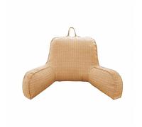 GKXLH Reading Pillow - Imitation Linen Reading Pillows for Sitting in Bed Adult, Back Pillow for Bed Sitting Up, Back Arm Support Bed Rest Pillows with Arm & Pocket & Washable Cover (Camel)