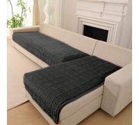 GKXLH Sofa Cover Washable - New 2pcs Sofa Covers Set, Soft Milk Velvet Sofa Slipcovers, Non-Slip Sofa Cover L Shape, Corner Sofa Cover Furniture Protector for Living Room (Dark Grey, 90x160+90x210cm)