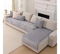 GKXLH Sofa Cover Washable - New 2pcs Sofa Covers Set, Soft Milk Velvet Sofa Slipcovers, Non-Slip Sofa Cover L Shape, Corner Sofa Cover Furniture Protector for Living Room (Light Grey, 90x160+90x210cm)