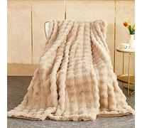 GKXLH Soft Fluffy Blanket - Fuzzy Throw Blanket for Couch, Plush Rabbit Faux Fur Blanket, Cute Cozy Blankets for Women, Thick Warm Bubble Blankets for Bed Sofa Bedroom Living Room - 51" x 63"
