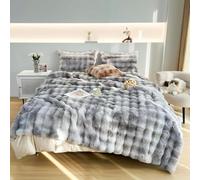 GKXLH Soft Fluffy Blanket - Fuzzy Throw Blanket for Couch, Plush Rabbit Faux Fur Blanket, Cute Cozy Blankets for Women, Warm Thick Big Bubble Blankets for Bed Sofa Bedroom Living Room - 90"x98" Queen