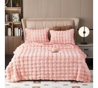 GKXLH Soft Fluffy Blanket - Pink Throw Blanket for Couch, Fuzzy Plush Rabbit Faux Fur Blanket, Cute Cozy Blankets for Women, Thick Warm Bubble Blankets for Bed Sofa Living Room - 90"x98" Queen