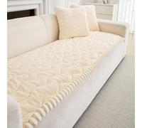 GKXLH Thick Sofa Cover - New Soft Faux Mink Velvet Plush Universal Sofa Covers 2 3 4 Seater, Non-Slip Sofa Slipcovers Washable, Corner Sofa Cover Couch Covers Furniture Protector (Beige Yellow 70x180)