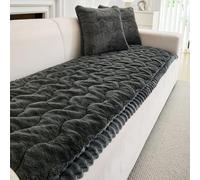 GKXLH Thick Sofa Cover - New Soft Faux Mink Velvet Plush Universal Sofa Covers 2 3 4 Seater, Non-Slip Sofa Slipcovers Washable, Corner Sofa Cover Couch Covers Furniture Protector (Dark Grey, 70x180cm)