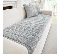 GKXLH Thick Sofa Cover - New Soft Faux Mink Velvet Plush Universal Sofa Covers 2 3 4 Seater, Non-Slip Sofa Slipcovers Washable, Corner Sofa Cover Couch Covers Furniture Protector Light Grey, 90x210cm