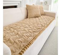 GKXLH Thick Sofa Cover - New Soft Faux Mink Velvet Plush Universal Sofa Covers 2 3 4 Seater, Non-Slip Sofa Slipcovers Washable, Corner Sofa Cover Couch Covers Furniture Protector (Light Coffee 70x180)