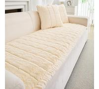 GKXLH Thick Sofa Cover - New Soft Faux Mink Velvet Plush Universal Sofa Covers 2 3 4 Seater, Non-Slip Sofa Slipcovers Washable, Corner Sofa Cover Couch Covers Furniture Protector Beige Yellow 70x210cm