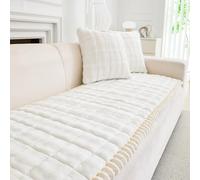 GKXLH Thick Sofa Cover - New Soft Milk Fleece Universal Sofa Covers 2 3 4 Seater, Non-Slip Sofa Slipcovers Washable, Corner Sofa Cover Couch Covers Furniture Protector for Living Room (Beige White)