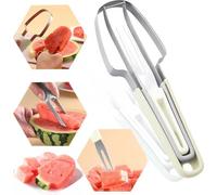 GKXLH Watermelon Cutter Slicer Tool - New 3-in-1 Stainless Steel Fruit Cutters, Watermelon Cutter Fork, Watermelon Fork Slicer, Quickly Fruit Slicers Knife for Camping Kitchen Gadgets (Beige)