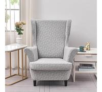 GKXLH Wingback Chair Covers - 2 IN 1 Design Armchair Covers Soft Wing Back Chair Cover Stretch Wing Chair Slipcover Furniture Protector for Living Room Bedroom Hotel (Jacquard Light Grey)
