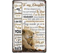 GKYAN 8X12 IN Father's Day Sign Wolf Family Mom To My Daughter Always Remember You Are Brave Than You Think Mom Lovers Hug Tin Metal Sign Plaque Bar Pub Vintage Retro Wall Decor in, wje-A01