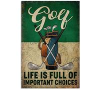 GKYAN 8X12 IN Golf Life is Full of Important Choices Retro Metal Tin Sign Vintage Sign for Home Coffee Garden Wall Decor, wje-A01