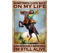 GKYAN 8X12 IN Sometimes I Look Back On My Life and I'm Seriously Impressed I'm Still Alive Retro Metal Tin Sign Vintage Sign for Home Coffee Garden Wall Decor, wje-A01