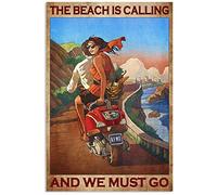 GKYAN 8X12 IN The Beach is Calling and We Must Go Retro Metal Tin Sign Vintage Sign for Home Coffee Garden Wall Decor, wje-A01