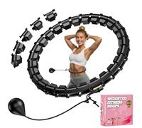 GKYET Quiet Hula Circle Hoops,65 inch 32 Knots Plus Size Hula Infinity Fitness Detachable Hoops. Exercise Hoop Suitable for Beginners - Black