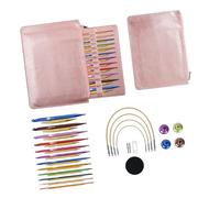 GKYQVE 12Pairs Detachable Aluminum Alloy Tunisian Crochet Hook Interchangeable Circular Knitting Needle with Bag for Weaving Tunisian Crochet Hooks Set with Cable