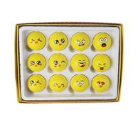 GKYQVE 12Pcs Lovely Emotion Face Golfball Funny Yellow Practice Golfball Novelty Golfs Men Women Golfers Enduring Accessories