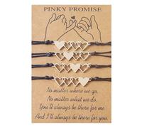 GKYQVE 2/3/4Pieces Friendship Bracelets Hollow Heart Matching Wax Line Wristband Jewelry With Card Adjustable Sister Promise Bracelets For Couples Friendship Couple Distance Matching