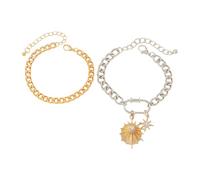 GKYQVE 2pcs Fashionable Rhinestones Encrusted Eight Pointed Star Pendant Bracelets Featuring Color Blocking Chain Adjustable Luxury Item
