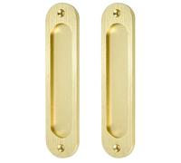 GKYQVE 2Pcs Wooden Door Push Pull Handles Flat Round Cabinet Embedded Handle Zincs Alloy Hardware for Sliding Doors Zincs Alloy Cabinet Handle Hardware Wooden Push Pull Handles