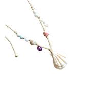 GKYQVE 3 Braided Rope Shell Necklace Trendy Adjustable Collarbone Jewelry for Beach Parties and Casual Elegance Shell Necklace for Women
