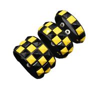 GKYQVE 3Pcs PU Leather Rivets Bracelets Dark Square Studs Punk Design Wristlet Adjustable for Most Wrists Lightweight Feel Hand Chain