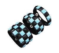 GKYQVE 3Pcs PU Leather Rivets Bracelets Dark Square Studs Punk Design Wristlet Adjustable for Most Wrists Lightweight Feel Hand Chain