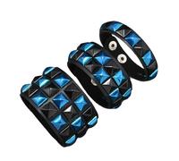 GKYQVE 3Pcs PU Leather Rivets Bracelets Dark Square Studs Punk Design Wristlet Adjustable for Most Wrists Lightweight Feel Hand Chain